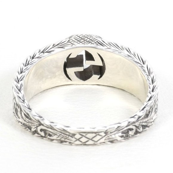 Gucci Interlocking G Arabesque Silver Ring, Ring Box, Bag, Total Weight 6.7g - Picture 4 of 8